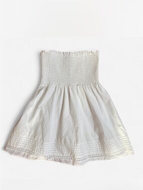 American Eagle 100% cotton White Smocked Strapless Mini Dress